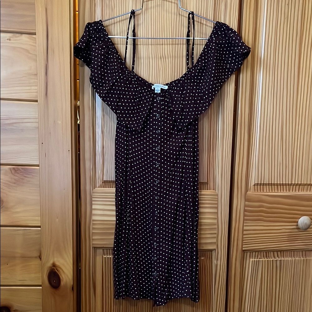 Black Mini Sundress with Off the Shoulder Neckline and Flutter Sleeves